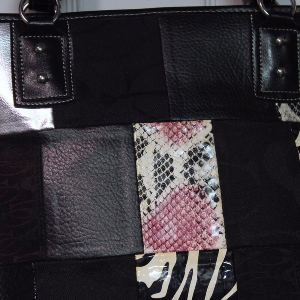 Chic Patchwork Shoulder Bag - Black, Silver, Pink - image 2